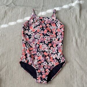 GAP Floral Kids Swim One Piece - orange, navy and Purple
